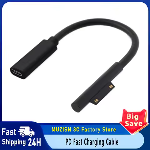 15V 3A Surface Connect to Type C PD Fast Charging Cable, Compatible for Microsoft Surface Pro 8/7/6/
