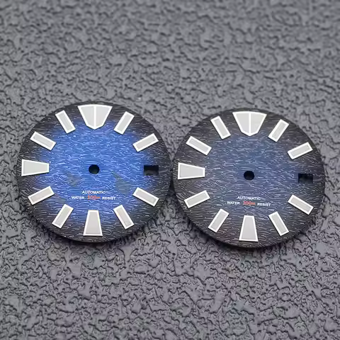Blue Watch Dial NH35 Dial Green Luminous Dial Fits for 4R 7s26 NH34 NH35 NH36 Watch Movement Crown a