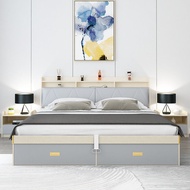 🇸🇬⚡ Nordic Storage Bed Frame Solid Wood Bed Frame Super Single/Queen/King Bed Frame Bed Frame With Mattress