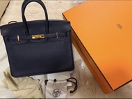 Hermes Birkin 25 Navy Blue Gold Hardware