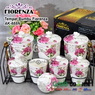Toples Bumbu Sendok Rak Set Keramik Motif Bunga Fiorenza AK-688N