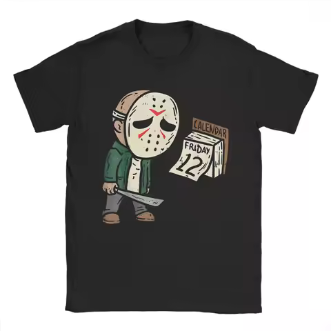 Vintage Jason Voorhees Friday 12th T-Shirt Unisex 100%Cotton Short Sleeve friday 13th Crewneck Summe