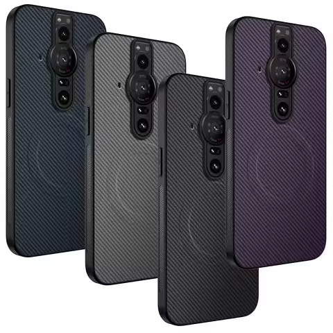 For Xperia Pro-i Wireless Charging Carbon Fiber PU Leather Case,Rugger Armor Hard Plastic Case For S