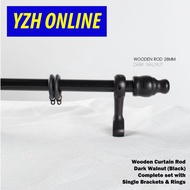 WOODEN CURTAIN ROD (28MM) COMPLETE SET- 6FT, 7FT, 8FT, 10FT