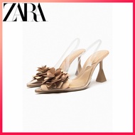 ZARA summer new women's shoes transparent flower decoration plastic slingback mules