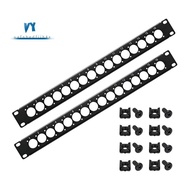 Punched Metal 1U Rack Mount XLR Patch Panel- Audio Rack Mount Panels(2-Pack) 1U16