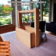 SangKayu Wooden Tool Carrier Multifunction Box Carrier Rustic Wooden Storage Box