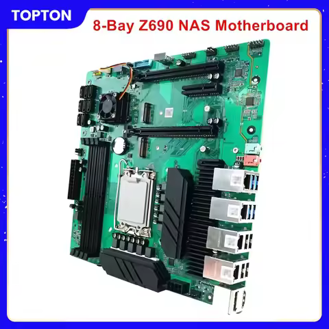 Topton 8-Bay Z690 NAS Motherboard Intel 12-14th Gen LGA1700 CPU 4*DDR4 4*NVMe 8*SATA 4*2.5G LAN 3*PC