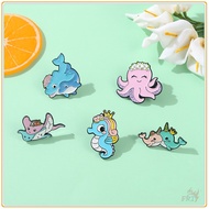 ♥ Cartoon Marine Animals - Octopus / Whale / Dolphin / Inkfish / Sea Horse Brooches ♥ 1Pc Crown Unicorn Garland Doodle Enamel Backpack Button Pins Badges