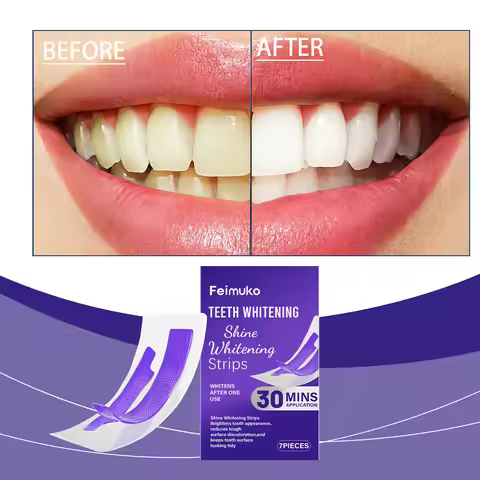 Purple Glossy Teeth Whitening Strips Easy To Remove Stains Gentle Teeth Care Bright Shiny Teeth Blea
