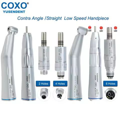 COXO Dental Low Speed Handpieces Contra Angle And Straight 1:1 Low Rotation Dental Air Motor Dentist