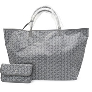 Goyard Grey Goyardine Canvas and Chevroches Calfskin Saint Louis GM Bag