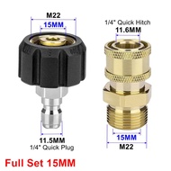 WODESKY 1Set M22-14mm/15mm to 1/4" Pressure Washer Adapter Set Adjustable Couplers Swivel Spray Spri