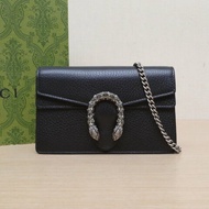 GUCCI Dionysus酒神超Mini16.5黑色牛皮銀扣鑽扣肩背包