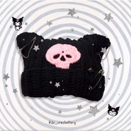 Kuromi Crochet Hat | Kuromi Knit Hat | Cat Ear Beanie Crochet Beanie Hat