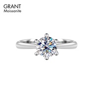 1ct 2ct 3ct Real Moissanite Classic Six Prong Wedding Engagement Ring For Women, Plain Band With Gra