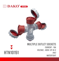 เพาเวอร์ปลั๊กกระจายไฟเข้า 1 ออก 3 กันน้ำ 400V 3P+N+E IP67 16A DAKO HTN-10151