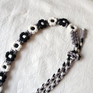 可調節法式編織小花手機掛繩 背繩