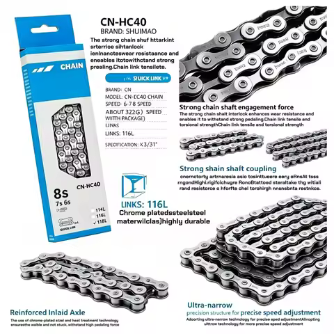 High-end Speed Bicycle Chain with 6/7/8/9/11 Links (Total 116 Links) Specially Designed for Mountain