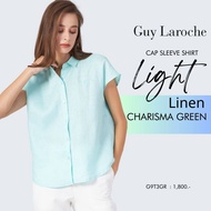 Guy Laroche เสื้อเชิ๊ตผู้หญิง ไลท์ ลินิน แขนล้ำ สีเขียวมิ้นท์ (G9T3GR)
