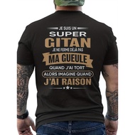 Men'S Black T-Shirt Featuring a Striking French Phrase - "I Am a Super Gypsy" Slogan, Designed with
