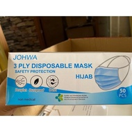 MASKER HIJAB 3 PLY BIRU/ MASKER HEADLOOP / MASKER 3 PLY / MASKER HIJAB