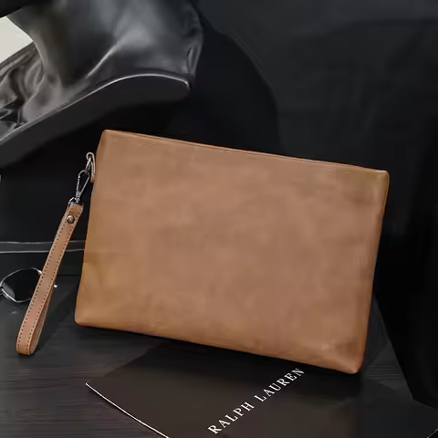 Luxury Vintage Clutch Bag Men Handbags Crazy Horse Leather Clutches Bag for Men Envelope Bag for IPA