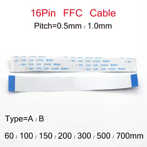 2pcs 16P /FFC FPC Flexible Flat Cable 0.5mm / 1.0mm Pitch 16Pin Type A / B Length 60mm 100mm 150mm 2
