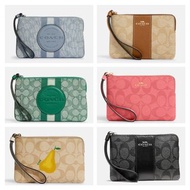 Coach wallet, wristlet, 手挽袋，銀包, c logo, 黑色，啡色，粉紅色，淺藍色，綠色, dempsey