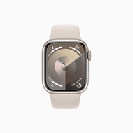 Apple Watch Series 9 45mm 星光色鋁金屬錶殼搭配星光色運動型錶帶-GPS版 S/M