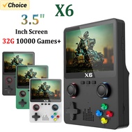 คอนโซลเกม X6เครื่องเล่นวิดีโอเกมย้อนยุค3.5/4 ''IPS เครื่องเล่นเกมมือถือพกพาหน้าจอ10000 + เกมคลาสสิกของขวัญเด็ก