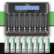 Yonii ALL8ชิ้นแบตเตอรี่1.2V NI-MH AA2800mAh/AAA ชาร์จไฟได้ถ่าน AA 3A NiMH แบตเตอรี่2A AAA พร้อมที่ชา