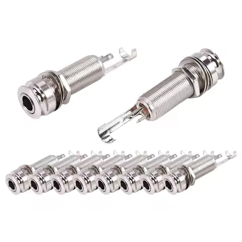 10PCS Guitar Pickup Endpin Output Jack Nickel Strap Lock Chrome