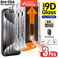 HD Clear 3Pcs Tempered Glass Screen Protector with Auto Alignment Install Kit, Full Coverage Anti-Fi