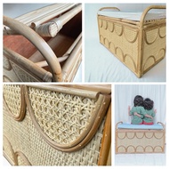 Rattan storage bench.