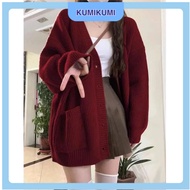 Jacket loose red cardigan, Korean fashion style plain red cardigan - CA14