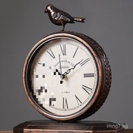 American Retro Table Clock Desktop European Vintage Ornament Living Room Table Clock Desktop Clock D