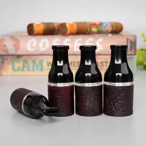Sandblasted briar wood cigar tube 40 ring 16 mm 44 ring 17.5 mm 48 ring 19 mm 52 ring 21 mm Acrylic 