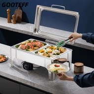 CARAMELOMA Chafing Dish Buffet Set, with Transparent Hydraulic Lid Stainless Steel Buffet Stove,  6/