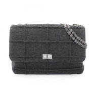 【二手】香奈兒 (Chanel) 2.55 巧克力色灰色羊毛鏈肩背包，女款