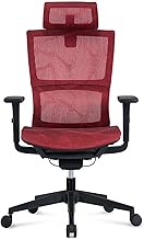 Ergonomic Office Chair,Breathable Mesh Study Seat with 3D Armrest and Lift Headrest, Adjustable Height Tilt Swivel Computer Gaming Chairs for Home Office/1653 (Color : Red, Size : Nylon)