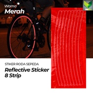 Bicycle Wheel Sticker Bicycle Wheel Reflective Sticker 8 Strips Red