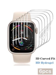 6 件裝透明水凝膠軟膜手錶保護膜,相容於38/40/41/42/44/45/49 毫米,適用於apple Watch Ultra/se/8/7/6/5/4/3/2 /1