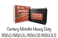 CENTURY MOTOLITE HEAVY DUTY NS60/NS60L/NS60S/NS60LS (50B24) MAINTENANCE FREE BATTERY