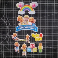 [CUSTOM NAME][CUSTOM GAMBAR] Happy Birthday Cake Topper Upin & Ipin Decoration Set Party Accessories