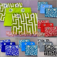 3 in 1 Ring Curtain Abstract Icon 5ft 6ft 7ft 2 Printed 1 Plain Geena Fabric