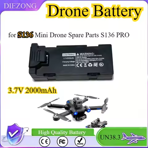 Drone Battery Arm for S136 Mini Drone Spare Parts S136 PRO Drone Battery 3.7V 2000mAh S136 PRO MAX
