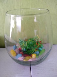 Paket Aquarium Mini Ikan Cupang Gelas Bunga dan Batu Hias