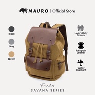 MAURO Vintage Canvas Leather Backpack 28L Travel Laptop Bag Beg Galas Retro Kulit Canvas Beg Kerja S