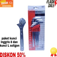 KUNCI INGGRIS 8INCH DAN KUNCI L SOLIGEN PAKET KUNCI L SOLIGEN DAN KUNCI INGGRIS 8 INCH kunci l soli